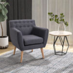 Fotoliu Stil Nordic in Tesatura Gri Inchis, 68x58.5x76cm