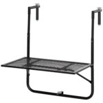 Masa de Balustrada Pliabila din Metal, 60x60x57-72cm, Negru