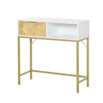 comoda din lemn, 80 x 30 x 80.5 cm, alb si auriu