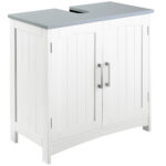 kleankin Mobilier Sub Lavoar Baie cu 2 Usi din MDF, 60x33x60cm, Gri si Alb