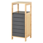 Dulap pentru baie organizator raft reglabil culoare bambus gri MDF 32 x 30 x 80 cm