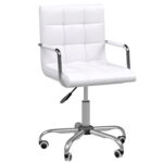 scaun de birou captusit, cu roti, reglabil, alb