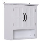 Dulapior 2 Rafturi de Montat pe Perete de Perete Bucatarie Baie Lemn 60x19,8x58cm Alb