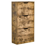 Suport pentru Pantofi cu Economisire de spatiu, 3 Usi cu Polite Reglabile pentru 12-18 Pantofi, din Lemn, 62,5x26x117,5cm