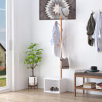 Cuier Dulap pantofi cu 6 Agatatoare in Bamb??, Alb, 40x30x180cm
