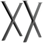 Set 2 picioare pentru masa, birou din otel in forma de X 40x2.5x43cm, negru