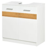 Kleankin Mobilier Sub Chiuveta Baie, Mobilier Baie Sub Chiuveta cu Usi din Lemn Alb, 60x30x60,5cm