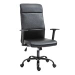 Vinsetto Scaun Ergonomic si Rotativ Scaun de Birou si de Gaming Scaun pentru Masa de Lucru din Piele Ecologica Neagra 61x61x109-115cm