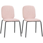 Scaune de masa tapitate Set de 2 scaune de bucatarie fara brate cu picioare din otel pentru living