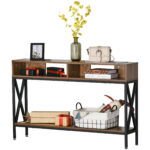 consola cu 3 etajere, in stil industrial, 120x23.5x75 cm