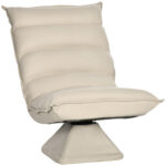 Fotoliu Relax din material capitonat cu pivotare la 360?ø, fotoliu rabatabil pe 3 nivele cu cadru din otel 62x62x95cm, bej | Aosom RO