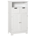 kleankin Mobila pentru Baie Multifunctional cu Dulap 2 Usi, Etajera si 2 Sertare Reglabile 60x30x108.8cm, Alb