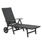 sezlong din ratan, spatar reglabil, 192x74x55cm negru