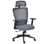 Vinsetto Scaun de Birou Ergonomic ??naltime Ajustabila, Suport Lombar si Tetiera, Umeras Integrat, 67x66x110-120 Gri