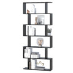 Biblioteca Design Modern in Lemn cu 6 Rafturi, Negru, 80x23x192cm | Aosom RO
