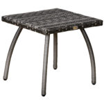 Masa din Ratan sintetic pentru Exterior, Gradina, Terasa Impermeabila Gri 45x45x44cm