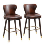 HomCom, set 2 scaune bar, stil industrial, 52x53x101cm, maro