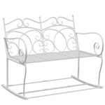 Balansoar de Gradina din Fier, stil Shabby din Fier, Alb, 102x74.5x78cm