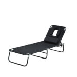 sezlong cu decupaj pentru fata,190x56x28 cm, negru | Aosom.ro