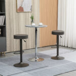 Set 2 scaune de bar cu suport pentru picioare, scaune de bucatarie pivotante cu inaltime reglabila, 35x36x64-85cm, gri