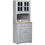 Bufet pentru bucatarie, Mobilier din lemn, dulap de bucatarie in stil clasic, Gri, 68x39.5x170cm