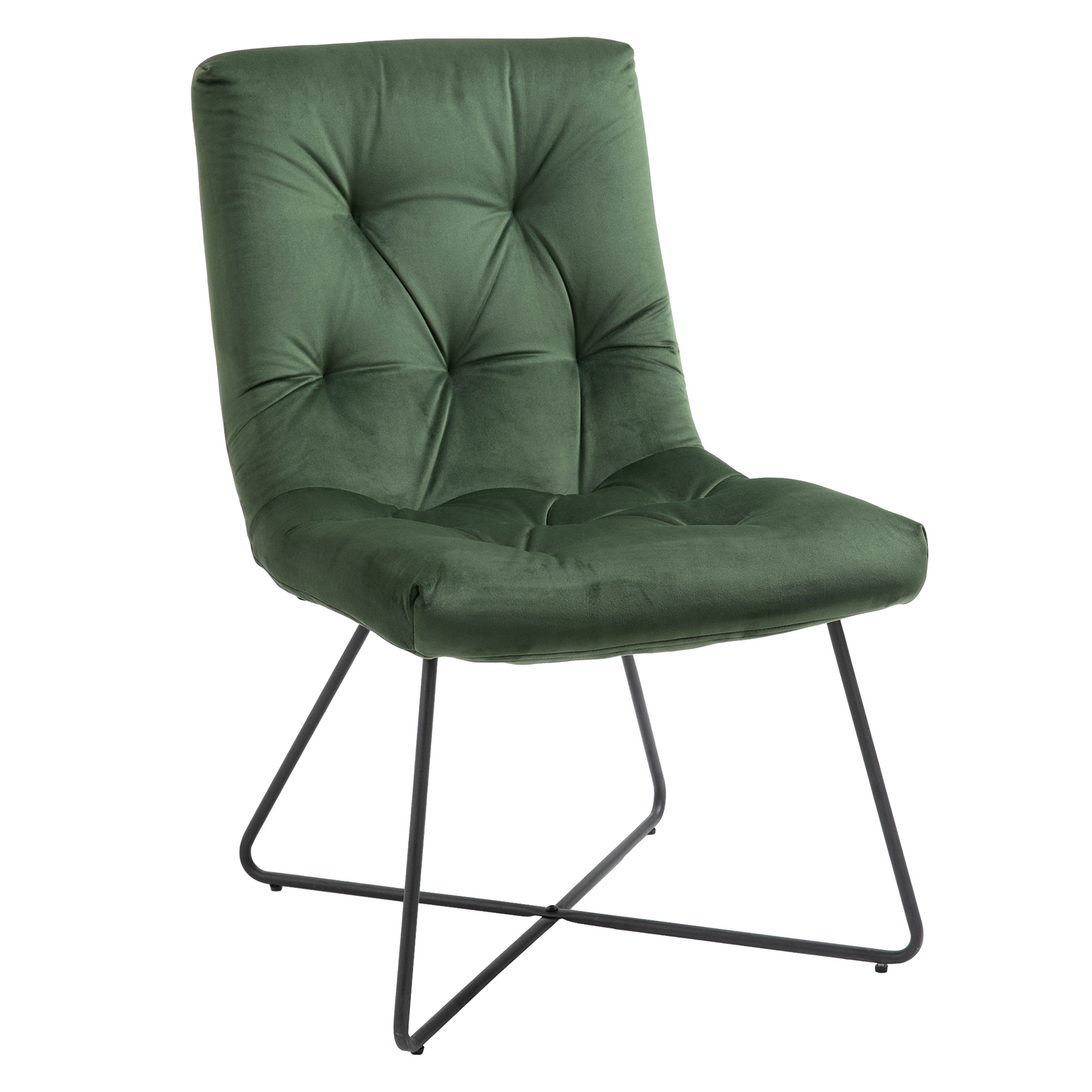Szv10d17e5fd3847a Scaun pentru Sufragerie Modern si Captusit din Metal Negru si Tesatura Verde - imagine 1