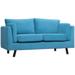 Canapea cu 2 locuri , moderna si economisitoare de spatiu, din material textil cu efect de catifea, 170x90x85 cm, albastru