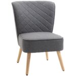 Scaun Capitonat cu Tapiterie Efect In, Fotoliu Relax pentru Sufragerie, Bucatarie si Dormitor din Lemn, Gri