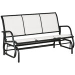 Banca Balansoar de Gradina 3 Locuri din Metal si Tesatura, 151x75x85cm, Gri