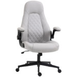 Vinsetto Scaun de birou din piele PU, reglabil pe inaltime, functie de inclinare, roti pivotante, gri deschis, 67 x 70 x 112-122 cm
