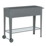 Ghiveci pentru Plante cu Roti Raft si Maner in Metal, Gri 104L x 39L x 80Hcm