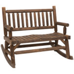 Banca tip Leagan cu 2 locuri din Lemn de Brad, Design Rustic, pentru Exterior, 112x67x93cm, Greutate Maxima 250 kg