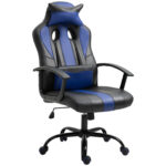 Vinsetto Scaune de birou ergonomice Inaltime Reglabila cu Perna, Negru si Albastru 66x64x116-126 cm