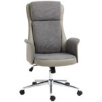 Vinsetto Scaun de birou elegant din 2 tesaturi, scaun ergonomic reglabil pe inaltime cu roti pivotante, 65x72x108-118cm, gri