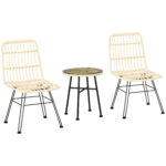 Set masuta de cafea si scaune de veranda cu 3 piese, din ratan PE, Bej