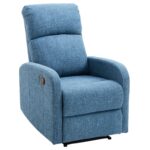 Fotoliu Relax Rabatabil Manual cu Taburet Capacitate maxima 125kg Tesatura de Lin 66 ?? 95 ?? 99cm Albastru