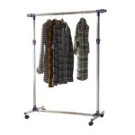 cuier din inox cu roti, 160 x 170 cm, argintiu