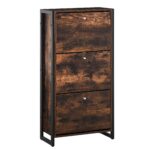 Mobilier Suport de Pantofi Economisire Spatiu Stil Industrial pentru 12 Perechi de Pantofi, Lemn si Metal, 60x24x115cm Maro si Negru