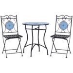Set de Gradina 3 Piese cu Mozaic, din Metal, Albastru