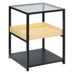 masuta de cafea cu 3 rafturi, 40x40x55cm, neagra
