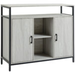 Comoda modern din lemn cu rafturi, dulap, buffet , mobilier pentru hol 100x34x87.2cm, gri deschis
