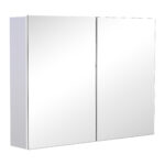 Dulapior de Baie cu Oglinda si 3 Rafturi din MDF Alb 80 x 60 x 15cm