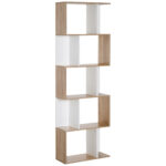 HomCom biblioteca de perete 5 rafturi 60x24x184.5cm, alb