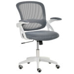 Vinsetto?ÿ Scaun de Birou Ergonomic?ÿ Spatar?ÿ din Plasa si Sezut Capitonat, Inaltime Reglabila, 65.5x61.5x88-97.5cm, Gri