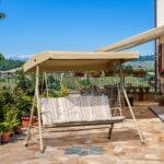 Balansoar de Gradina 3 Locuri din Otel cu Baldachin, 172x110x156cm