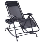 Scaun Sezlong tip Leagan Rabatabil cu Taburet si Loc pentru Pahar , Negru, 120x67x102cm?ÿ