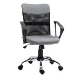 Vinsetto Fotoliu de Birou din Material Textil Gri, Scaun Rotativ si Ergonomic pentru Masa de Lucru, 57 x 57 x 93-103cm