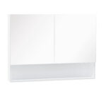 Dulap cu oglinda de perete cu lumini LED, raft deschis si raft intern reglabil, sticla si MDF, 80x15x60cm