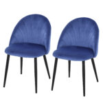Set de 2 scaune cu tesatura catifelata, scaune pentru living, sufragerie, scaune de catifea, scaune albastre