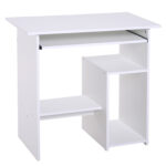 birou ergonomic, 80x45x75cm, PAL/metal, alb